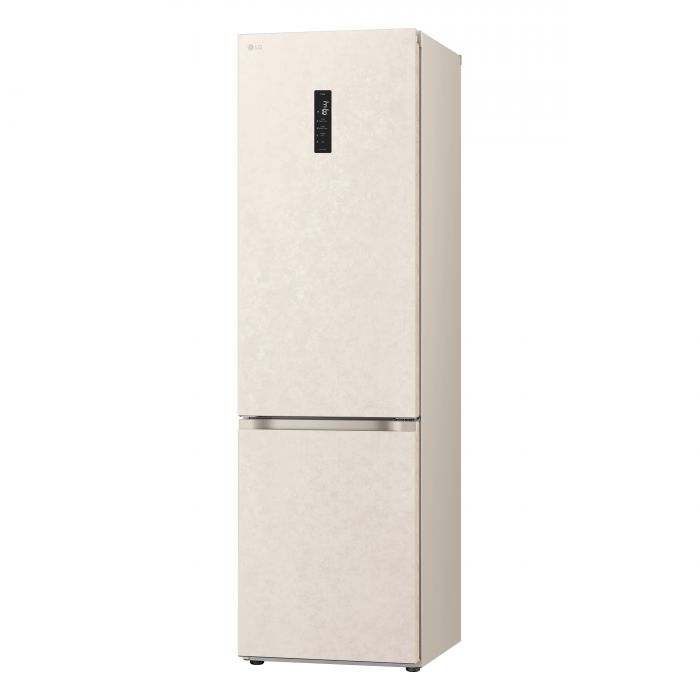 Холодильник LG з нижн. мороз., 203x60х68, холод.відд.-277л, мороз.відд.-110л, 2дв., А++, NF, інв., диспл зовн., зона св-ті, бежевий
