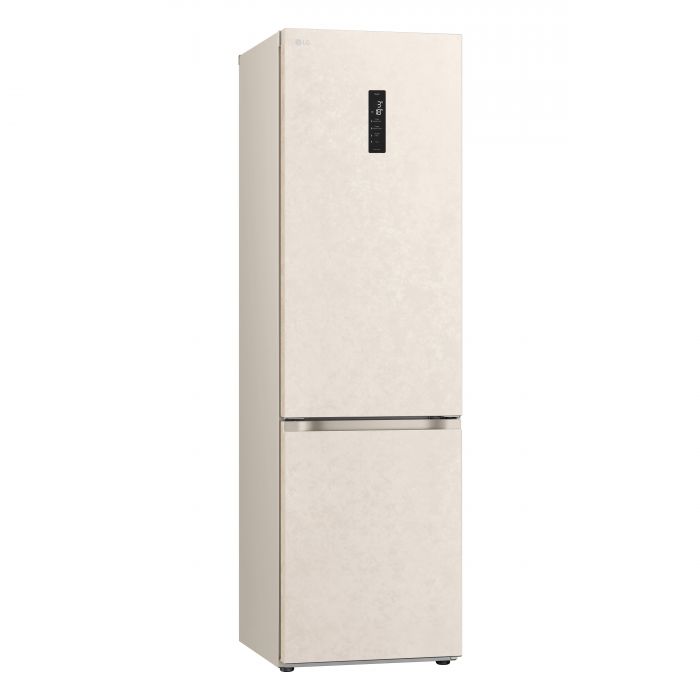 Холодильник LG з нижн. мороз., 203x60х68, холод.відд.-277л, мороз.відд.-110л, 2дв., А++, NF, інв., диспл зовн., зона св-ті, бежевий