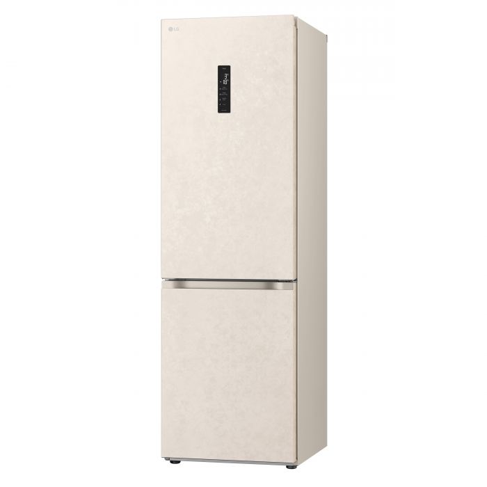 Холодильник LG з нижн. мороз., 186x60х68, холод.відд.-234л, мороз.відд.-110л, 2дв., А++, NF, інв., диспл зовн., Metal Fresh, бежевий