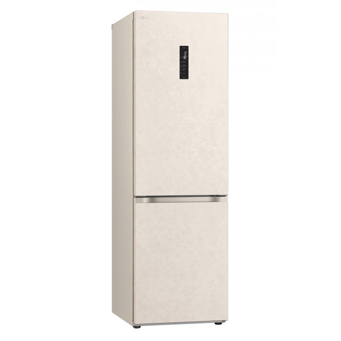 Холодильник LG з нижн. мороз., 186x60х68, холод.відд.-234л, мороз.відд.-110л, 2дв., А++, NF, інв., диспл зовн., Metal Fresh, бежевий