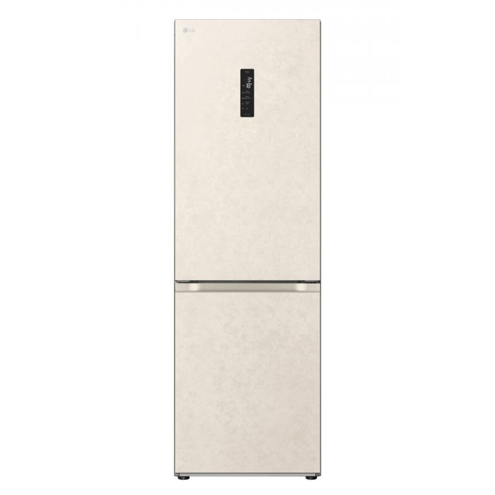 Холодильник LG з нижн. мороз., 186x60х68, холод.відд.-234л, мороз.відд.-110л, 2дв., А++, NF, інв., диспл зовн., Metal Fresh, бежевий