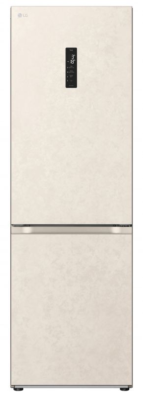 Холодильник LG з нижн. мороз., 186x60х68, холод.відд.-234л, мороз.відд.-110л, 2дв., А++, NF, інв., диспл зовн., Metal Fresh, бежевий