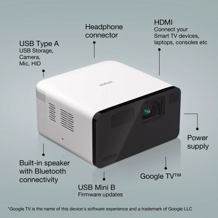 Проєктор Epson EF-21W FHD, 1000 lm, LASER, 1, Google TV, Diamond White