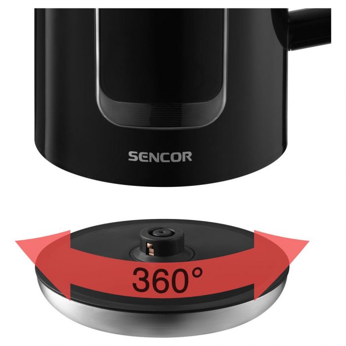 Електрочайник Sencor 1.7л, Strix, LED дисплей, подвійні стінки, сенс. керування, чорний