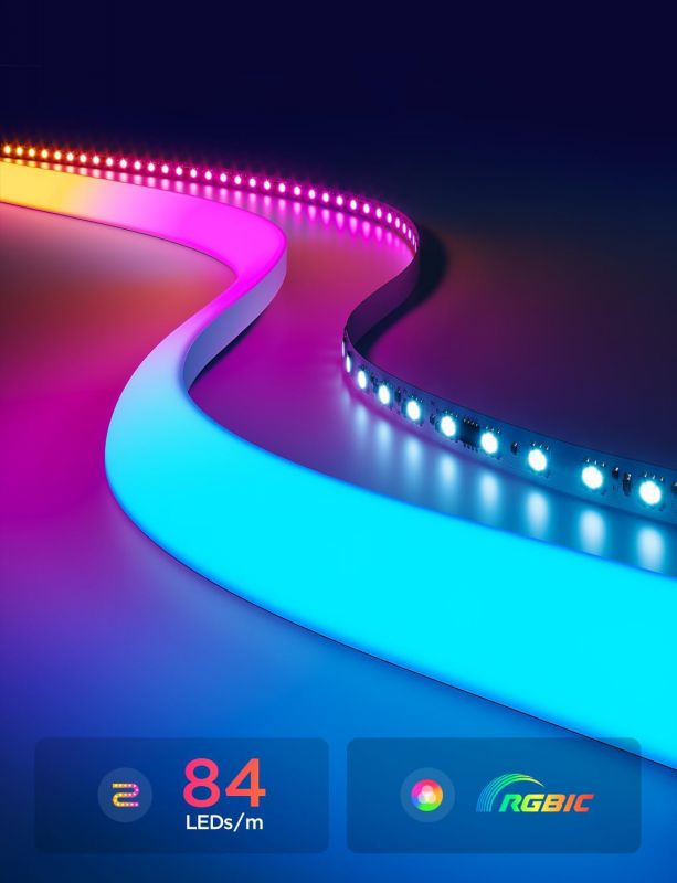 Стрічка світлодіодна розумна Govee H6641 Neon Rope Light for Wall Lining, 5м, RGBIC, WI-FI/Bluetooth, білий