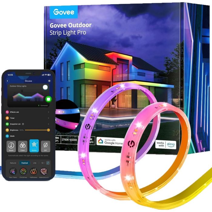 Стрічка світлодіодна розумна Govee H70A1 Phantasy Outdoor LED, 10м, RGBICWW, WI-FI/Bluetooth, білий