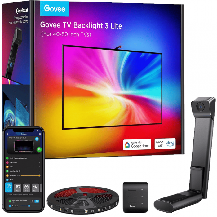 Набір адаптивного підсвічування Govee H6097 Backlight 3 Lite 40-50', RGBICW, WI-FI/Bluetooth, чорний