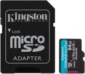 Карта пам'яті Kingston microSD   64GB C10 UHS-I U3 A2 V30 R200MB/s + SD