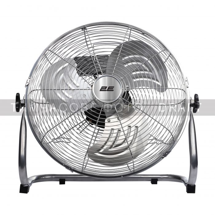 Вентилятор підлоговий 2E професійний, 45см, 100Вт, кнопки, двигун мідь 100%, срібний