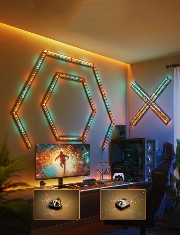 Набір настінних світильників Govee H6063 Gaming Wall light Evangelion, 4шт, RGBIC, WI-FI/Bluetooth, фіолетовий