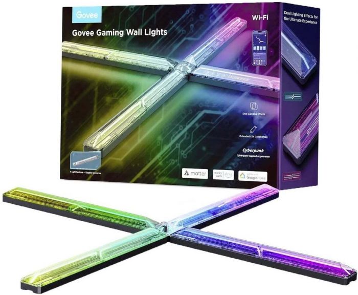 Набір настінних світильників Govee H6063 Gaming Wall light Evangelion, 4шт, RGBIC, WI-FI/Bluetooth, фіолетовий