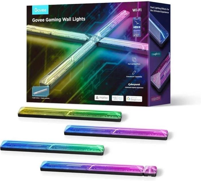 Набір настінних світильників Govee H6063 Gaming Wall light Evangelion, 4шт, RGBIC, WI-FI/Bluetooth, фіолетовий