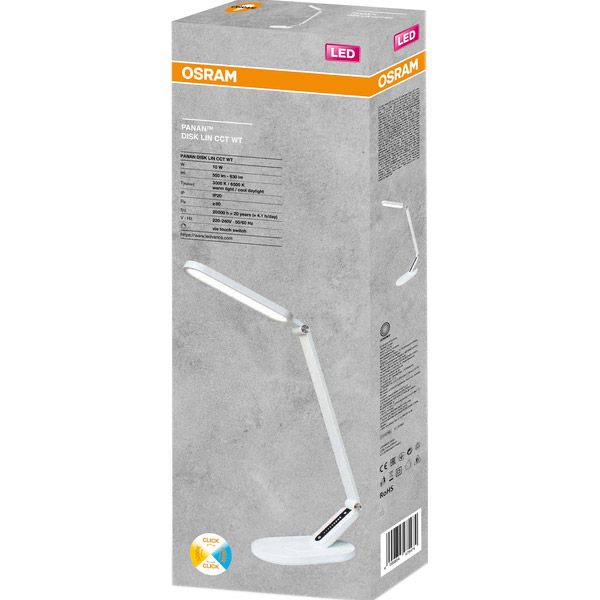 Лампа настільна Panan DISK LIN 10W 3000К 4000К 6500К з димером білий