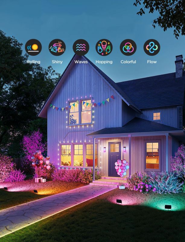 Набір настінних світильників Govee H8057 Outdoor FLood Lights, 4шт, RGBICWW, WI-FI/Bluetooth, чорний