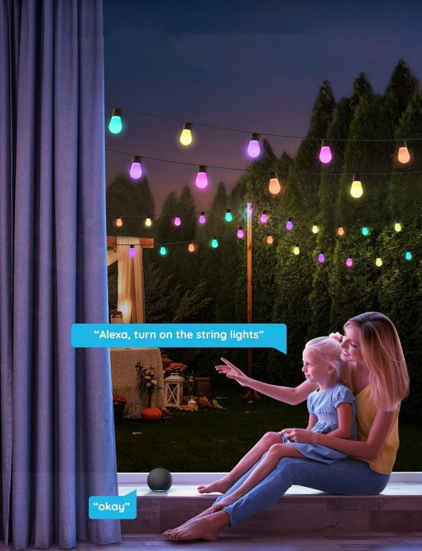 Набір світлодіодних ламп Govee H7020 LEB Bulb String Lights, 15м, RGBIC/Warm White, WI-FI/Bluetooth, чорний