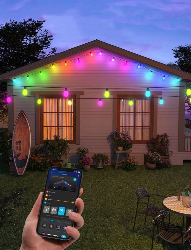 Набір світлодіодних ламп Govee H7020 LEB Bulb String Lights, 15м, RGBIC/Warm White, WI-FI/Bluetooth, чорний