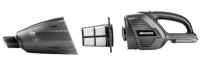 Пилосос акумуляторний GRAPHITE Energy+ 18В 34Вт 3.8кПа контейнер 0.5л HEPA 1.37кг без АКБ та ЗП
