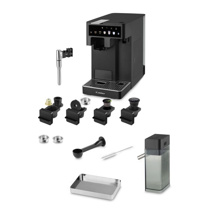Кавоварка Catler капсульна Renzo 1.6л, капсули, мелена кава, сенсорне керування, автоматичний капучинатор, чорний