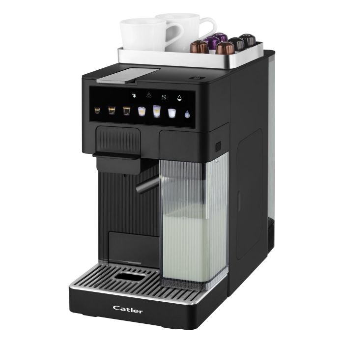 Кавоварка Catler капсульна Renzo 1.6л, капсули, мелена кава, сенсорне керування, автоматичний капучинатор, чорний