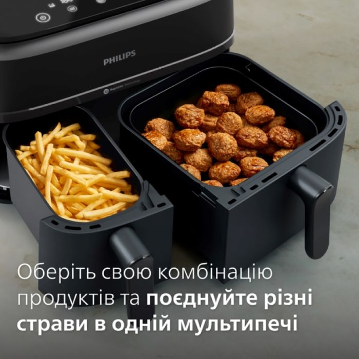 Мультипіч Philips Ovi Dual Series 3000 2750Вт, чаша-6+3л, сенсорне управл., 2 контейнера,8 авто. програм, пластик, чорний