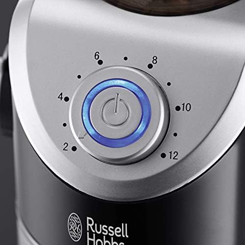 Кавомолка Russell Hobbs жорнова Classic, 140Вт, об'єм зерен-100г, регул.ступеню помолу, пластик, чорний