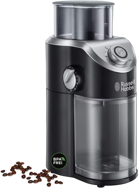 Кавомолка Russell Hobbs жорнова Classic, 140Вт, об'єм зерен-100г, регул.ступеню помолу, пластик, чорний