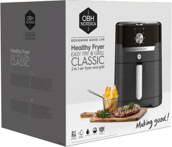 Мультипіч OBH Nordica EasyFry&Grill, 1550Вт, чаша-4.2л, механічне керув., від 40°C до 200°C, пластик, чорний
