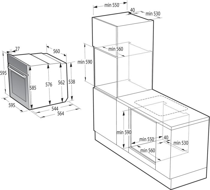 Комплект Gorenje (духовка + поверхня склокераміка BO6737E02X -нерж + ECT41SC- чорна), 738881