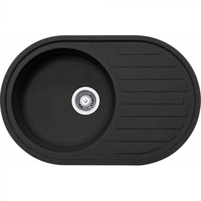 Мийка кухонна Franke RONDA фраграніт, овал, з крилом, 770х500х205мм, чаша - 1, врізна, онікс