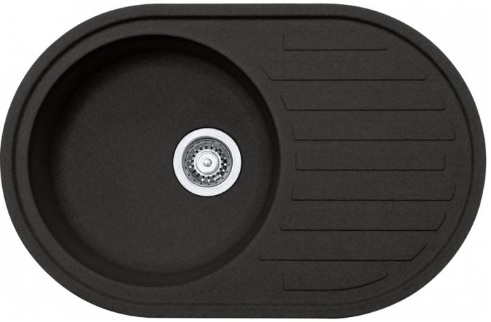 Мийка кухонна Franke RONDA фраграніт, овал, з крилом, 770х500х205мм, чаша - 1, врізна, онікс