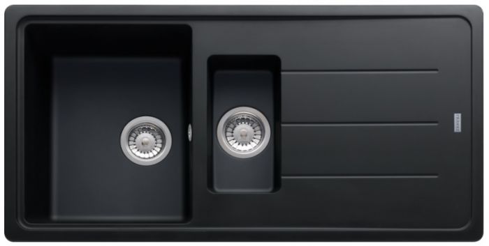 Мийка кухонна Franke Basis фраграніт, прямокут., з крилом, 970х500х200мм, чаша - 2, врізна, онікс