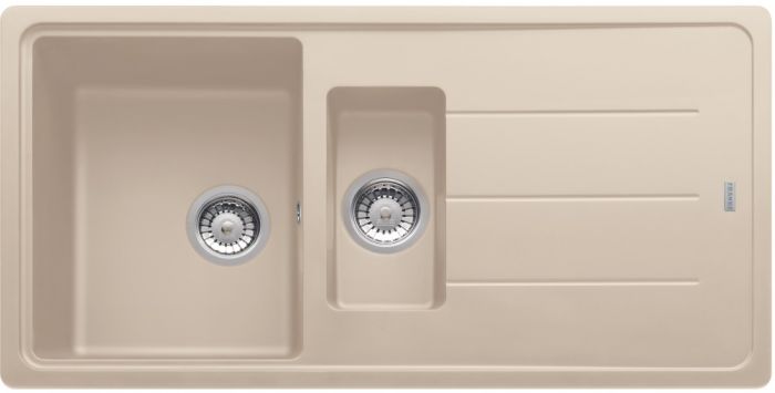 Мийка кухонна Franke Basis фраграніт, прямокут., з крилом, 970х500х200мм, чаша - 2, врізна, бежевий