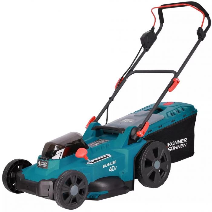 Газонокосарка акумуляторна Konner&Sohnen KS 43LM-40V 40В(20+20) акб 2х4А·год 43см 50л 25-75мм 15.5кг