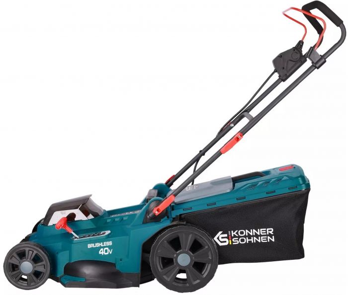 Газонокосарка акумуляторна Konner&Sohnen KS 43LM-40V 40В(20+20) акб 2х4А·год 43см 50л 25-75мм 15.5кг