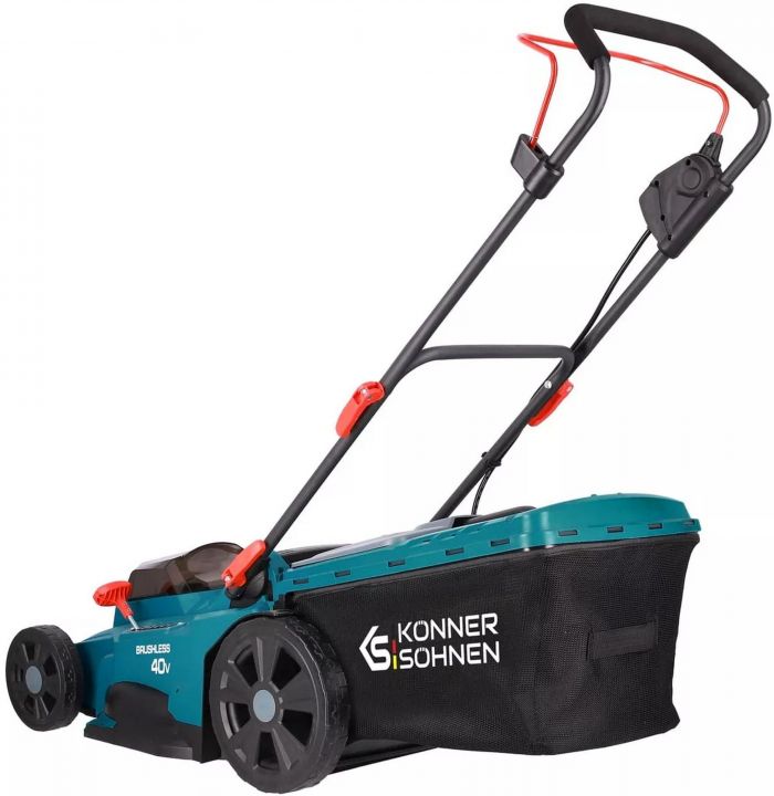 Газонокосарка акумуляторна Konner&Sohnen KS 43LM-40V 40В(20+20) акб 2х4А·год 43см 50л 25-75мм 15.5кг