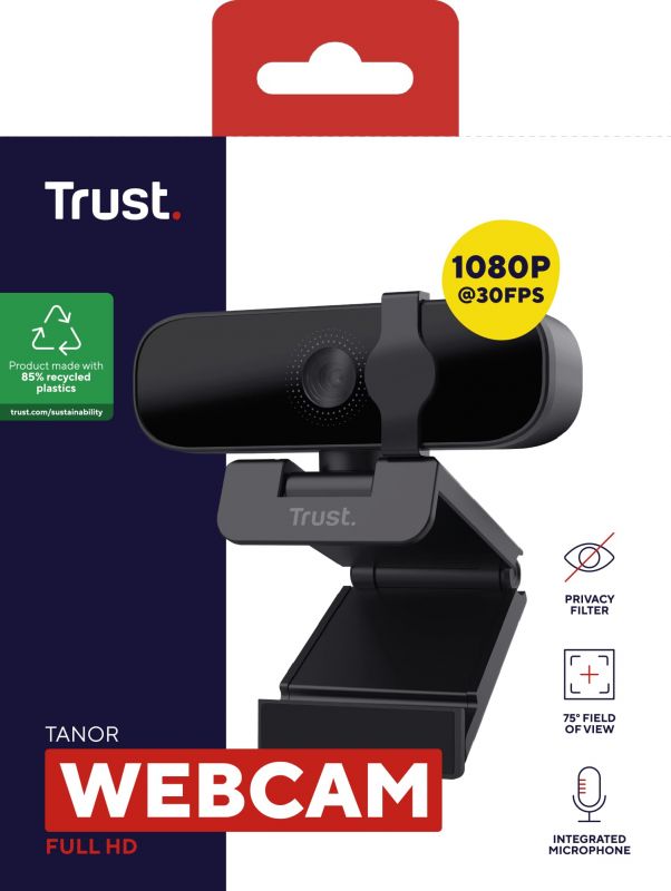 Вебкамера Trust Tanor,Full HD, 30 fps, fixed focus, чорний