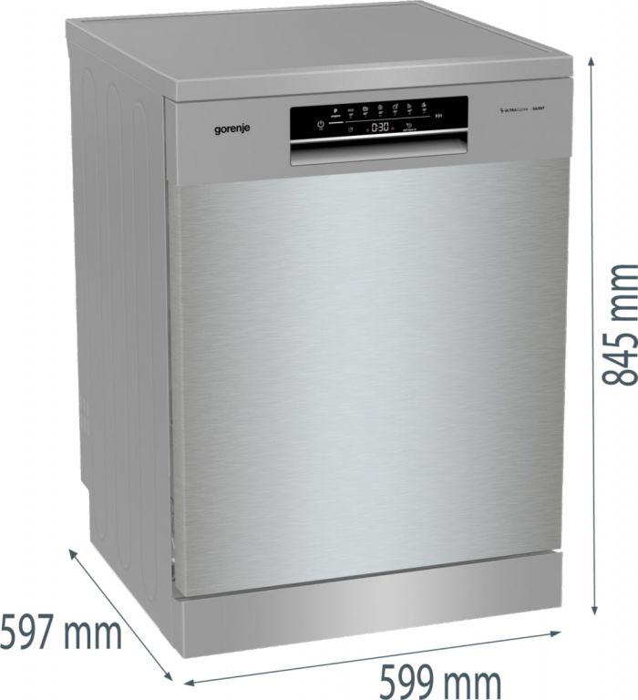 Посудомийна машина Gorenje, 16компл., A+++, 60см, дисплей, 3 кошика, AquaStop, сірий