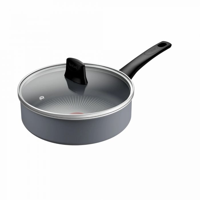 Сотейник Tefal Halo, 24см, з кришкою, алюміній, бакеліт, скло, сірий