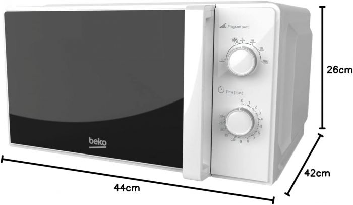 Мікрохвильова піч Beko, 20л, мех.керув., 700Вт, білий