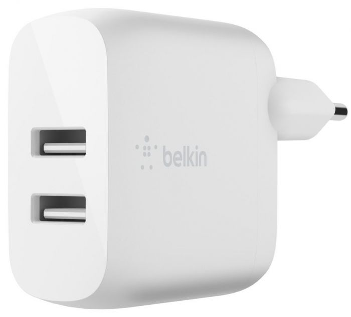 Зарядний пристрій мережевий Belkin 24Вт 2хUSB-A, білий