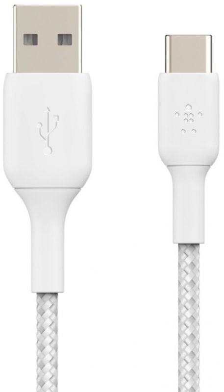 Кабель Belkin USB-A > USB-C заряджання/синхронізації 15Вт, 2м, плетений, білий