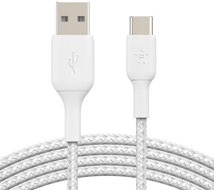 Кабель Belkin USB-A > USB-C заряджання/синхронізації 15Вт, 2м, плетений, білий