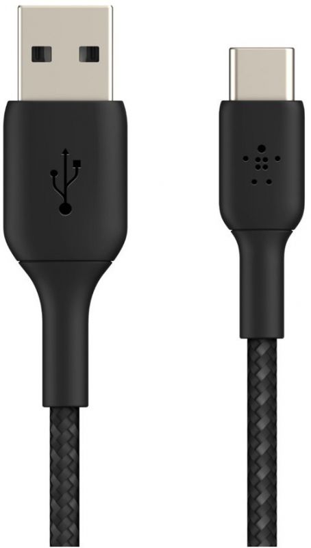 Кабель Belkin USB-A > USB-C заряджання/синхронізації 15Вт, 2м, плетений, чорний