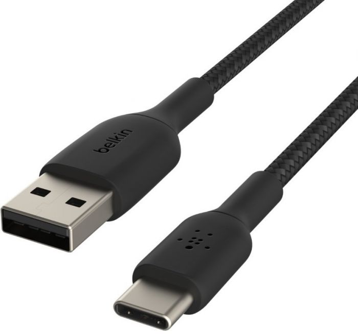 Кабель Belkin USB-A > USB-C заряджання/синхронізації 15Вт, 2м, плетений, чорний
