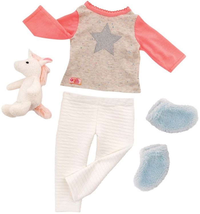 Набір одягу для ляльок Our Generation Піжама з іграшкою Єдинорога