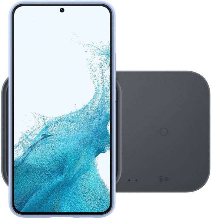 Зарядний пристрій бездротовий Samsung Duo 15Вт з блоком живлення, сірий темний