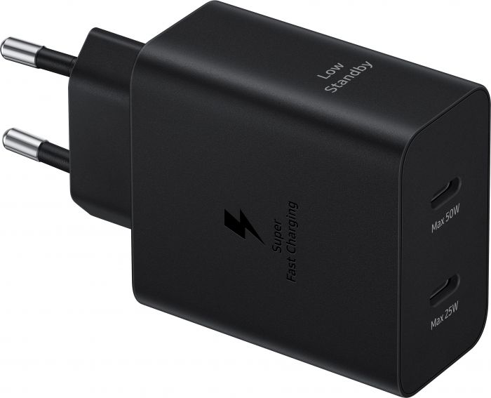 Зарядний пристрій мережевий Samsung 50Вт 2xUSB-С, кабель USB-C > USB-C, 1.8м, чорний