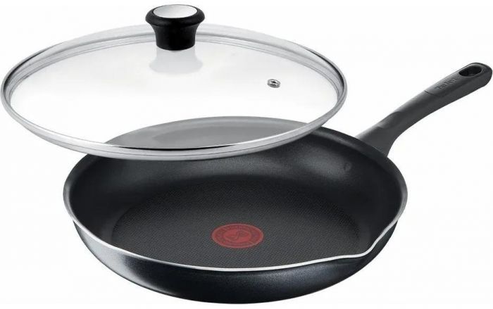 Сковорода з кришкою Tefal Day by Day, 24см, з кришкою, алюміній, бакеліт, скло, чорний