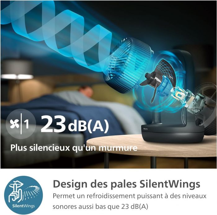 Вентилятор Philips настільний Series 3000, 22см, 27Вт, таймер, поворот 180, чорний