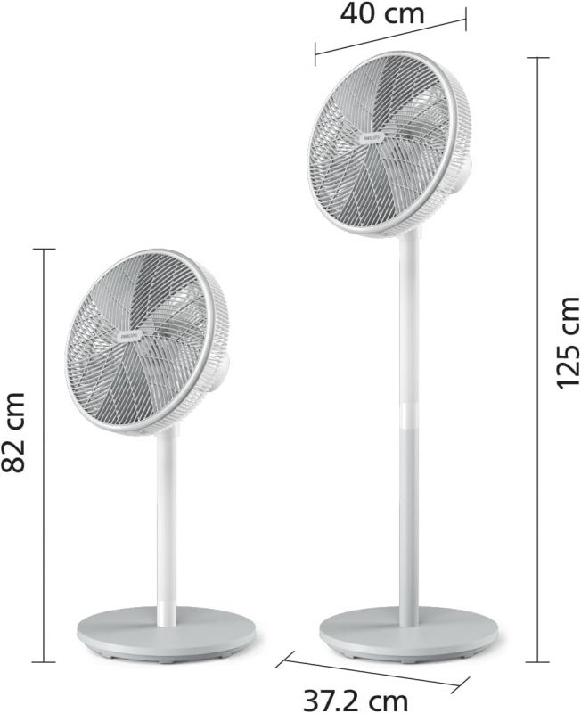 Вентилятор Philips підлоговий Series 2000, 40см, 48Вт, таймер, поворот 180, білий